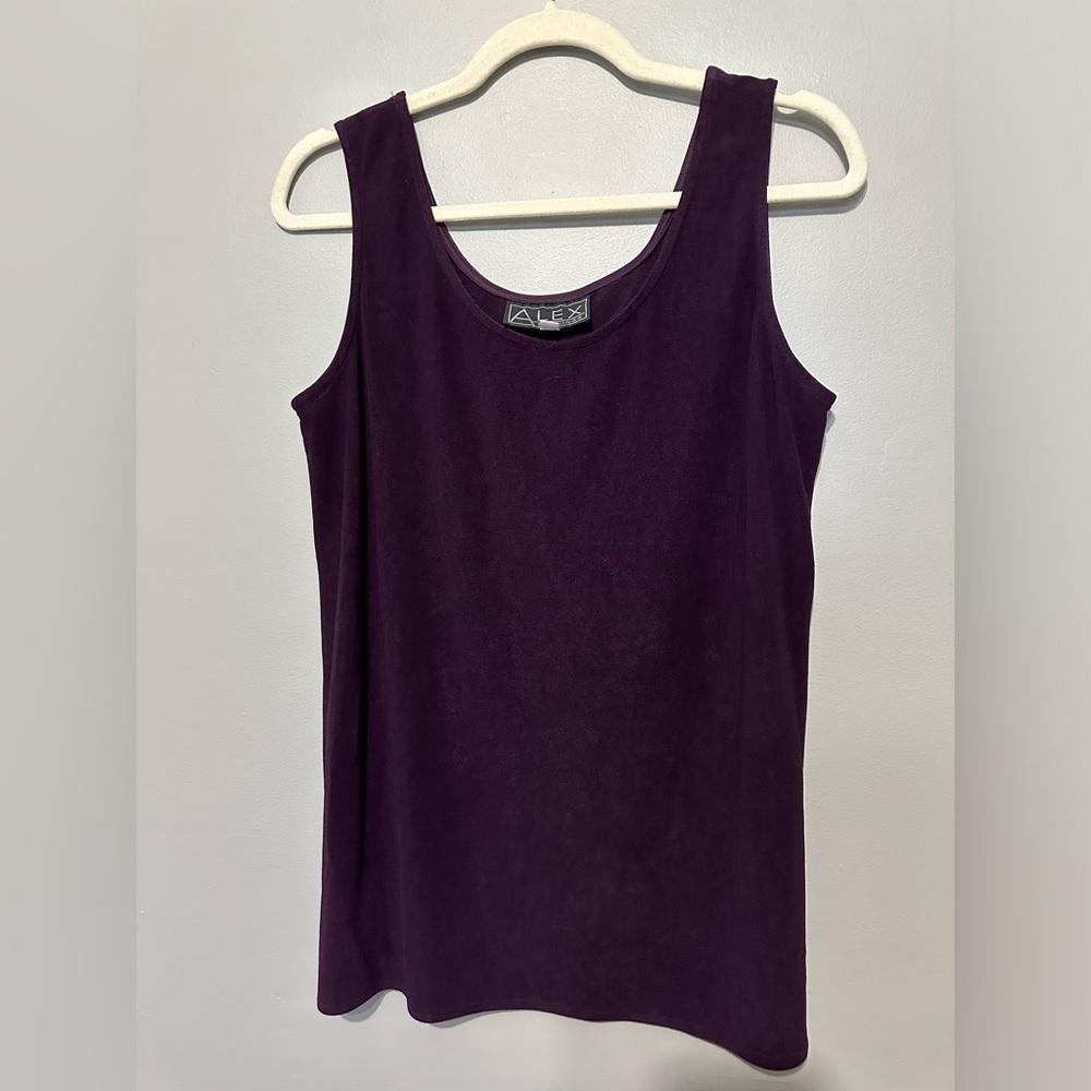 ALEX Evenings Dressy Tank Top, Beautiful Shade of Maroon, Size 12, Stretchy, EUC